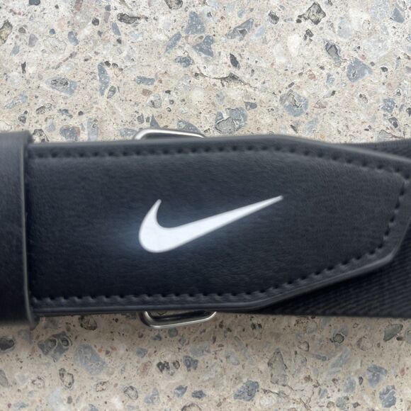 Nike Men's Belt Stretch Black Baseball Swoosh Football Elastic Adjustable Medium - Picture 5 of 8